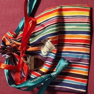 Brighton Amulet ( Ingravable) With Colorful Striped Drawstring Pouch